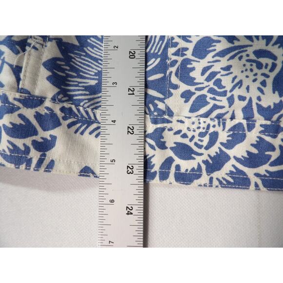 Croft and Barrow Medium Linen Floral Tropical Blue White Jacket Zip Vacay - Picture 9 of 10